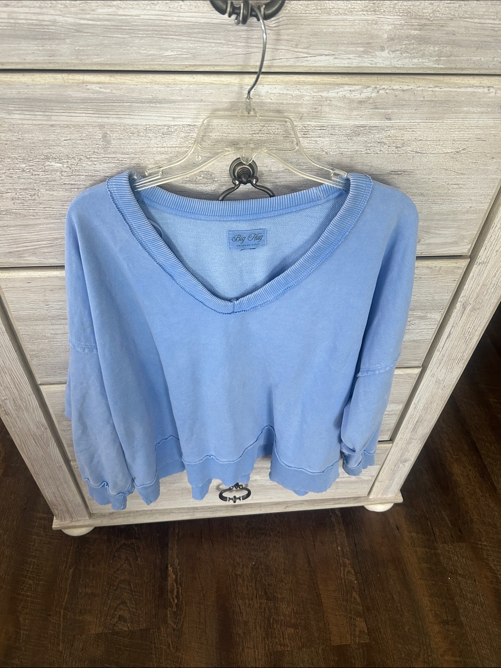 🩷 AEO American Eagle Sz L Bug Hug V-neck Blue Sweatshirt Worn Once 🩷